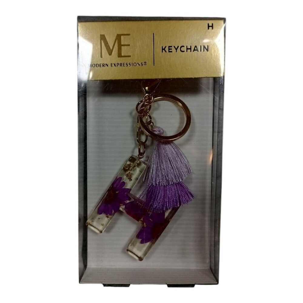 Modern Expressions Letter Keychain "H" Floral Lavender Purple Initial NEW